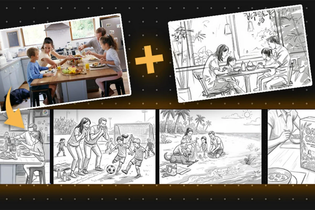 Adobe Firefly Boards storyboard with AI-generated reference imagery for planning a story